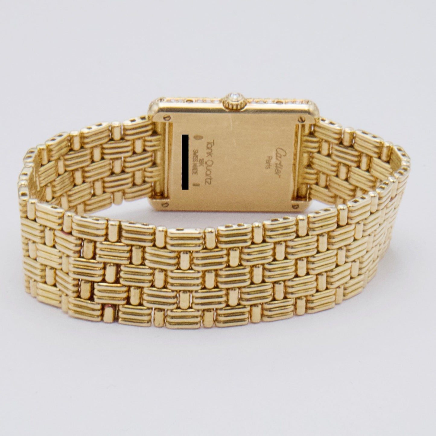 Cartier Tank Louis Paris WA3001A7 Diamond 18K Yellow Gold Ladies Watch Box Papers - Watches