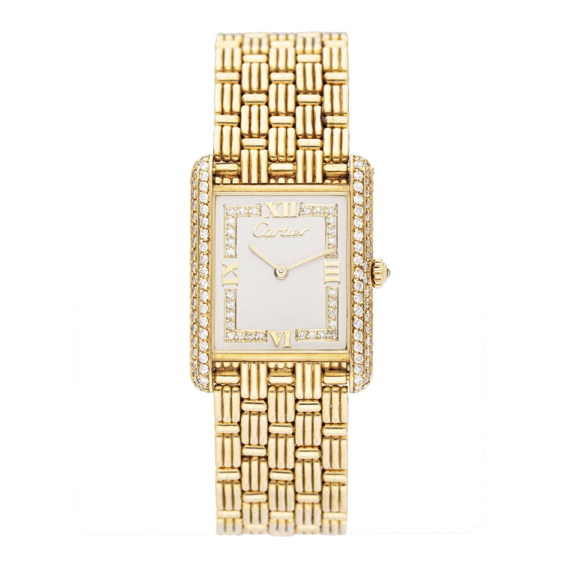 Cartier Tank Louis Paris WA3001A7 Diamond 18K Yellow Gold Ladies Watch Box Papers - Watches