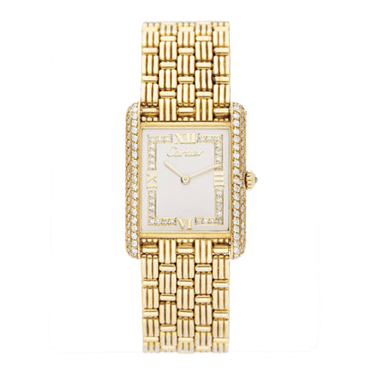 Cartier Tank Louis Paris WA3001A7 Diamond 18K Yellow Gold Ladies Watch Box Papers - Watches