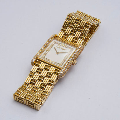 Cartier Tank Louis Paris WA3001A7 Diamond 18K Yellow Gold Ladies Watch Box Papers - Watches