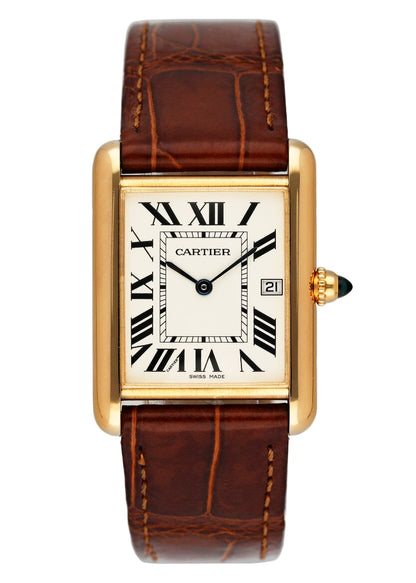 Cartier Tank Louis W1529756 18K Yellow Gold Mens Watch Box Papers - Virtual
