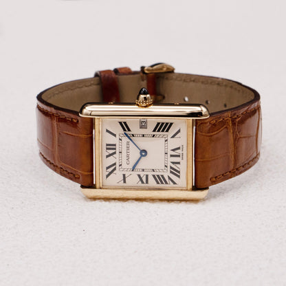 Cartier Tank Louis W1529756 18K Yellow Gold Mens Watch Box Papers - Wristwatch