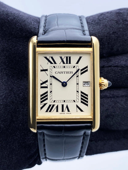 Cartier Tank Louis W1529756 18K Yellow Gold Mens Watch Box Papers - Wristwatch