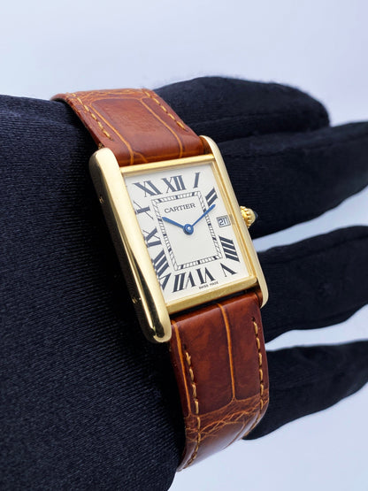 Cartier Tank Louis W1529756 18K Yellow Gold Mens Watch Box Papers - Virtual