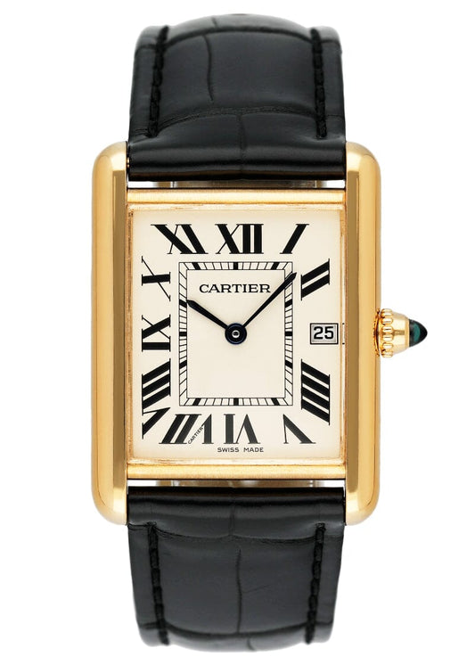 Cartier Tank Louis W1529756 18K Yellow Gold Mens Watch Box Papers - Wristwatch