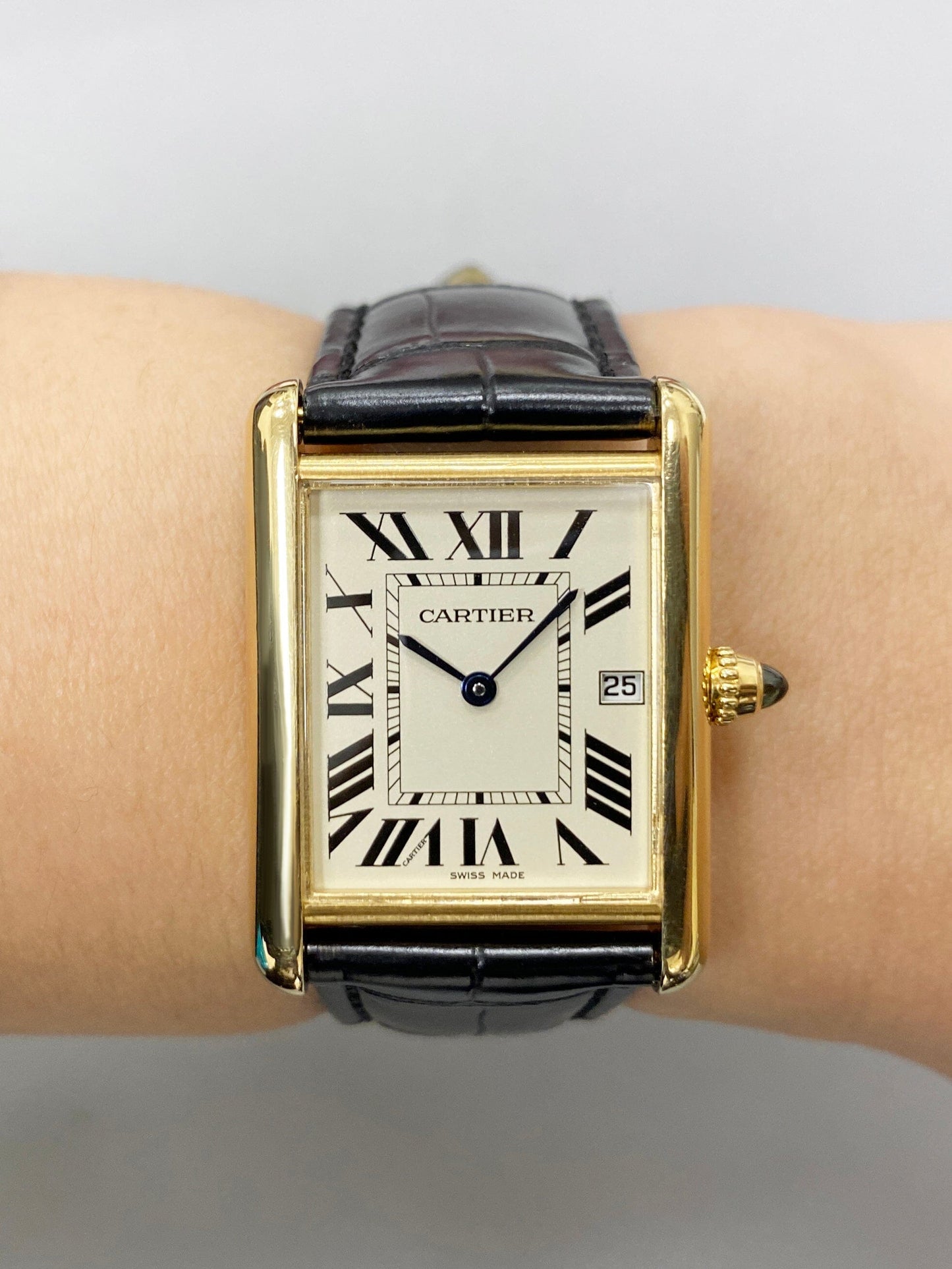 Cartier Tank Louis W1529756 18K Yellow Gold Mens Watch Box Papers - Wristwatch