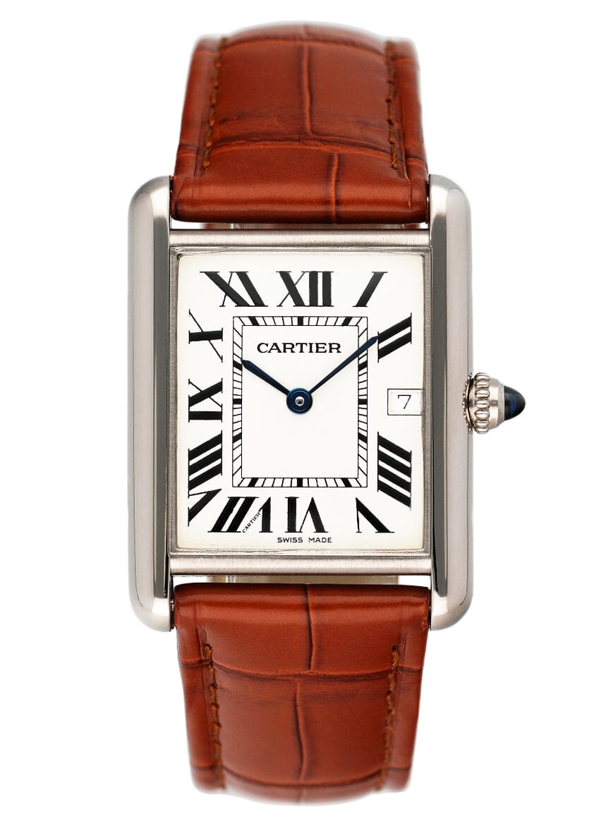 Cartier Tank Louis W1540956 Large Size 18K White Gold Mens Watch - Watches