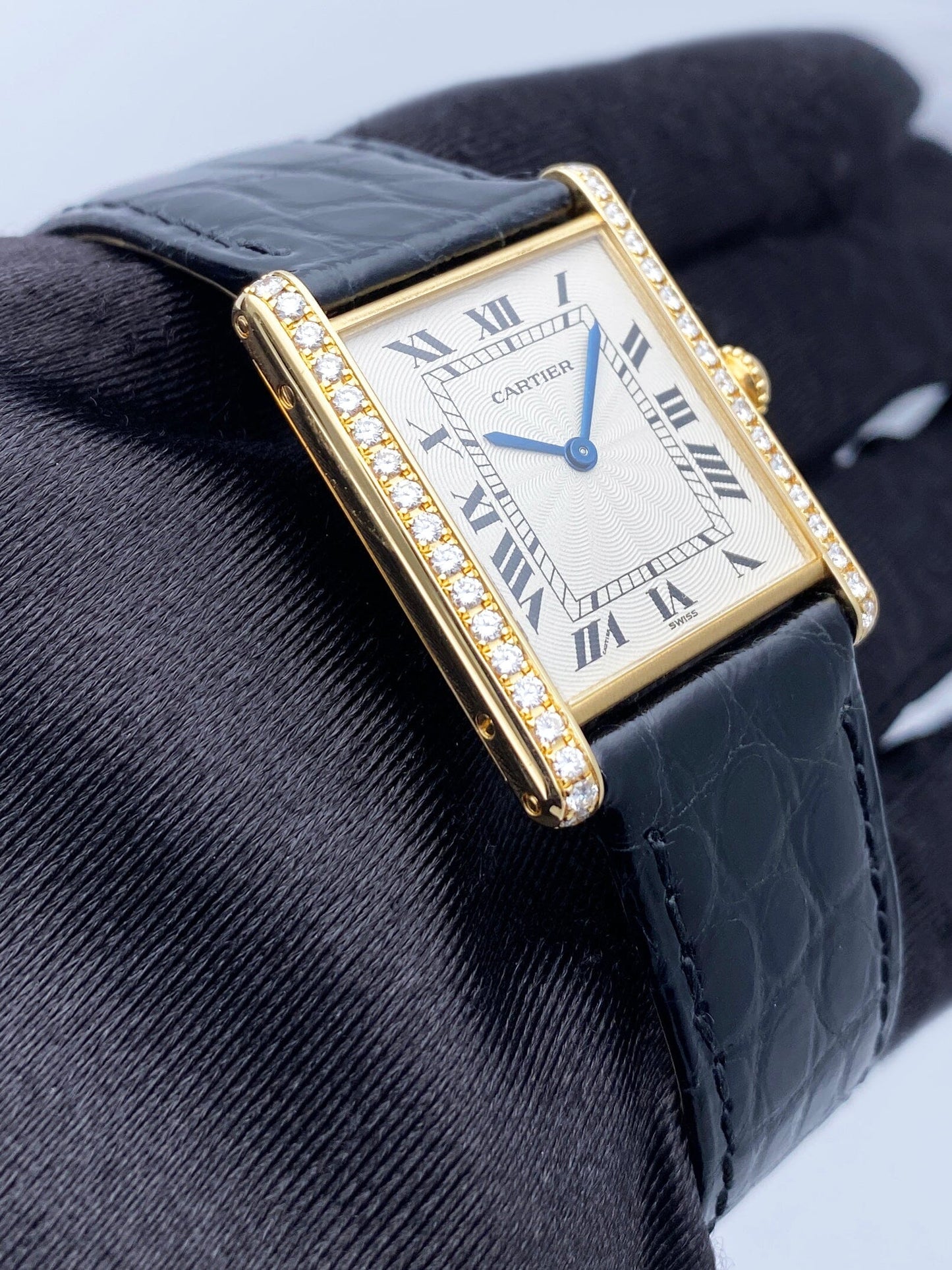 Cartier Tank Mecanique WA300551 Diamond Yellow Gold Ladies Watch