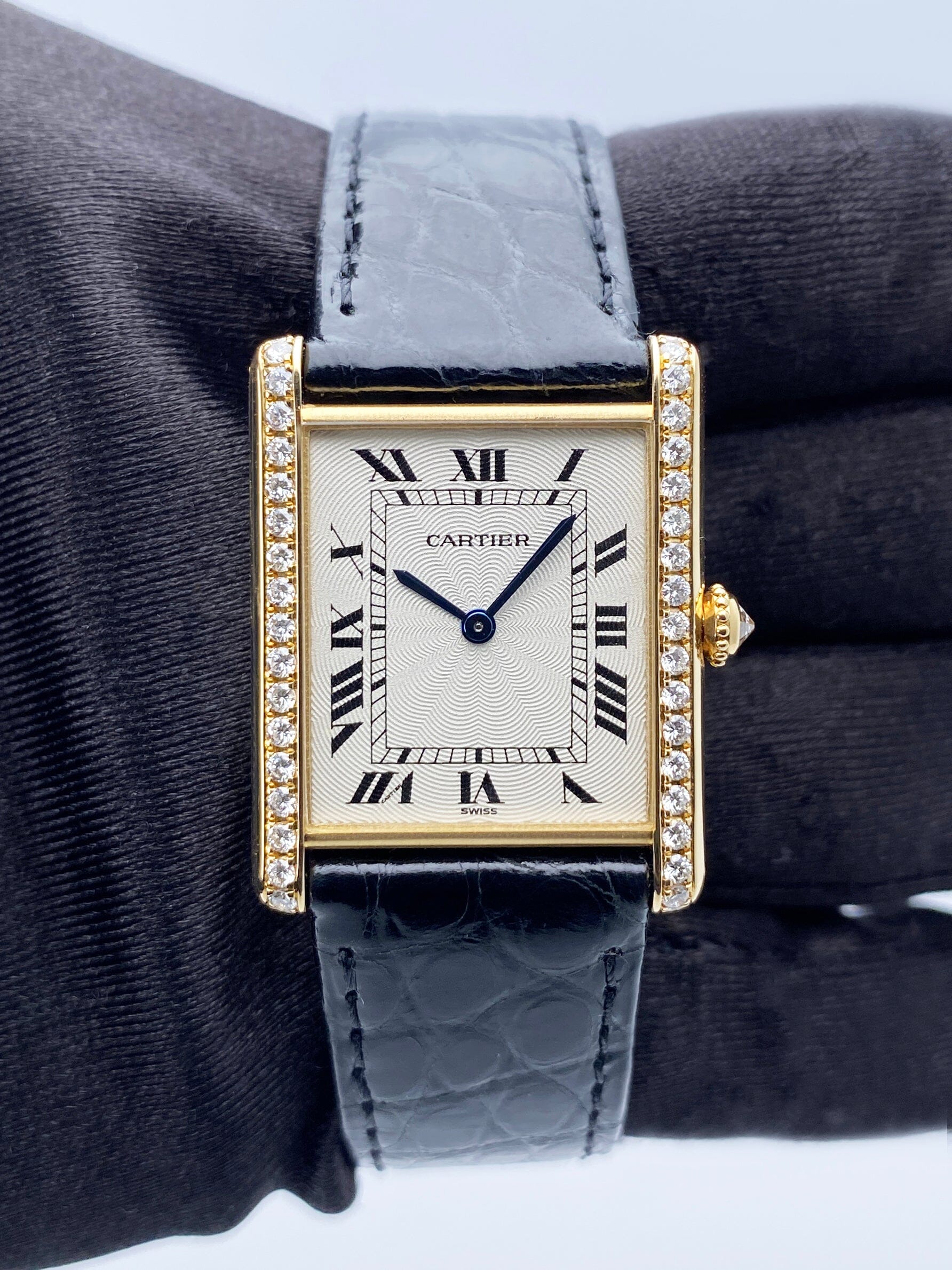 Cartier Tank Mecanique WA300551 Diamond Yellow Gold Ladies Watch