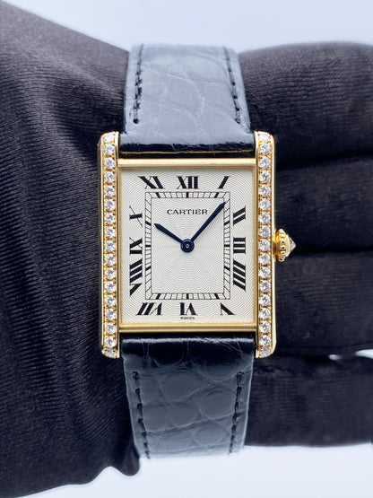 Cartier Tank Mecanique WA300551 Diamond Yellow Gold Ladies Watch