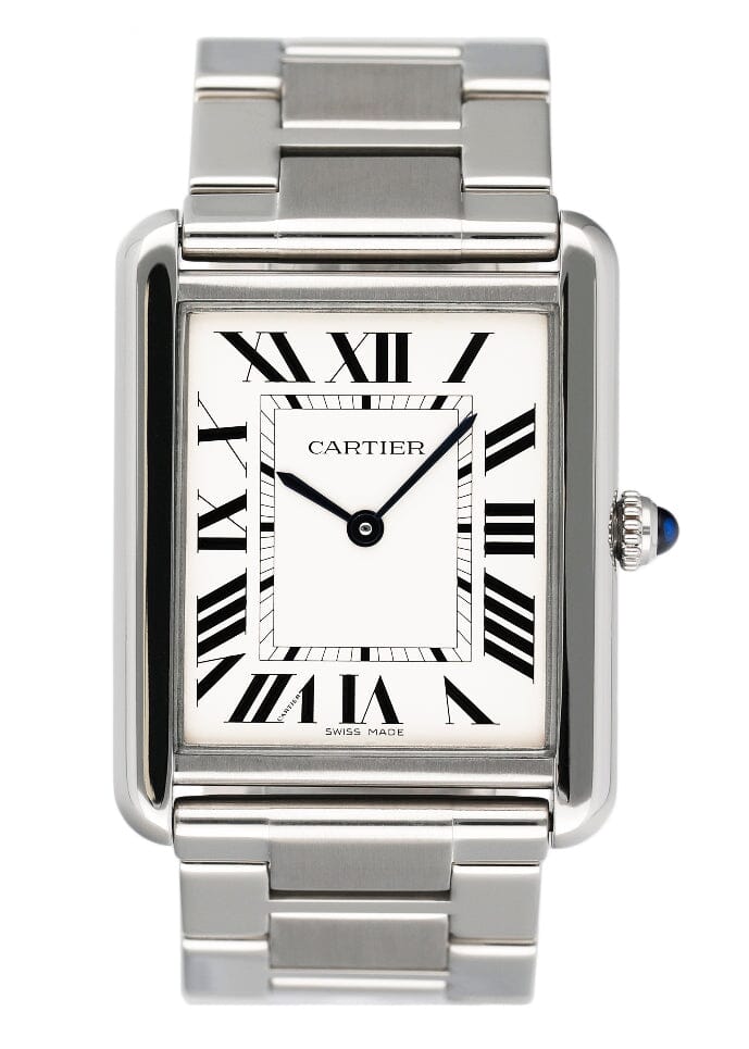 Cartier Tank Solo Large W5200014 Silver Dial Mens Watch Box Papers - Watches