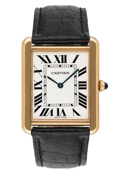 Cartier Tank Solo W1018855 Large Size 18K Yellow Gold Ladies Watch