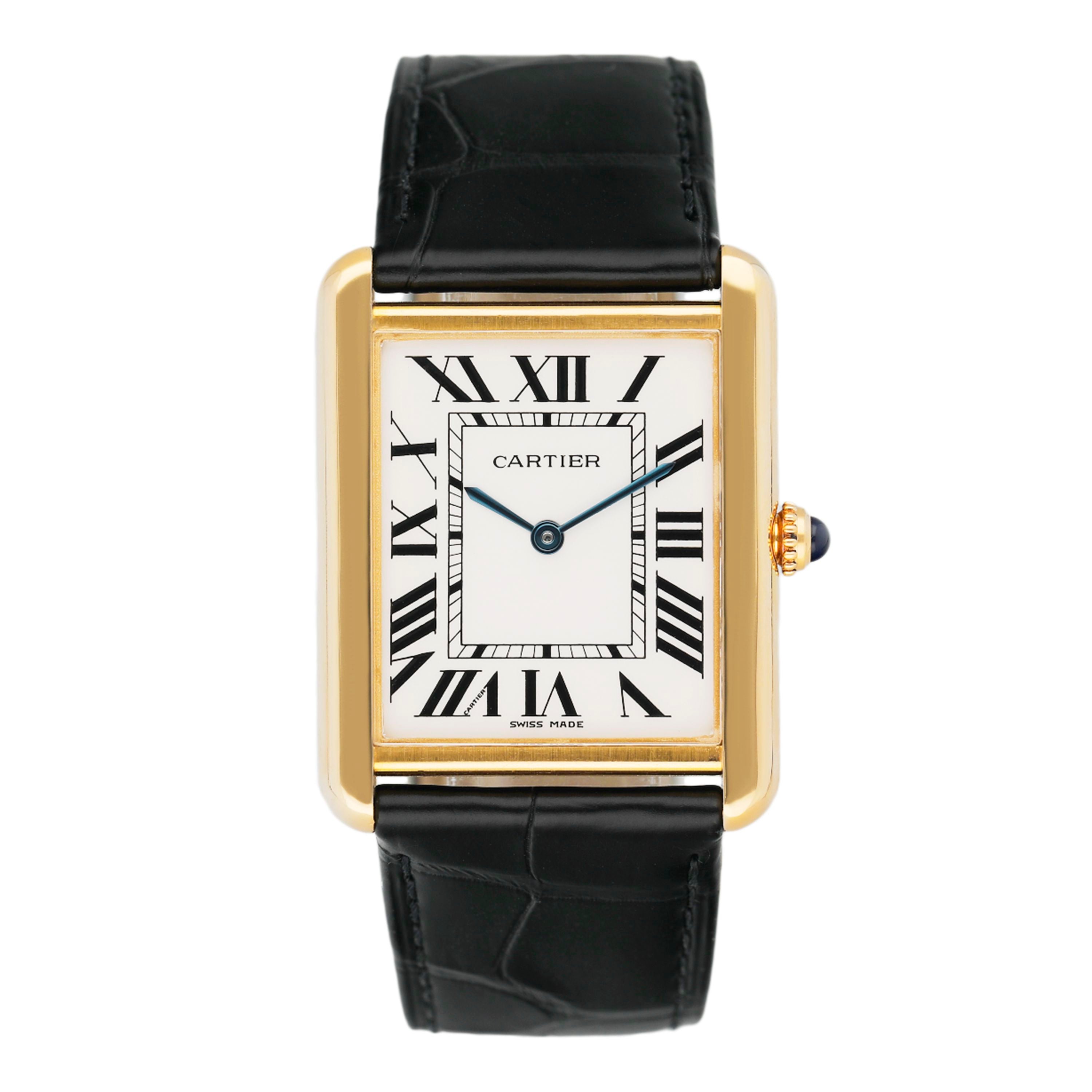 Cartier 時計 ゴールド/ブラック Cartier Tank Solo W1018855 Large Size 18K Yellow Gold Watch – Phigora