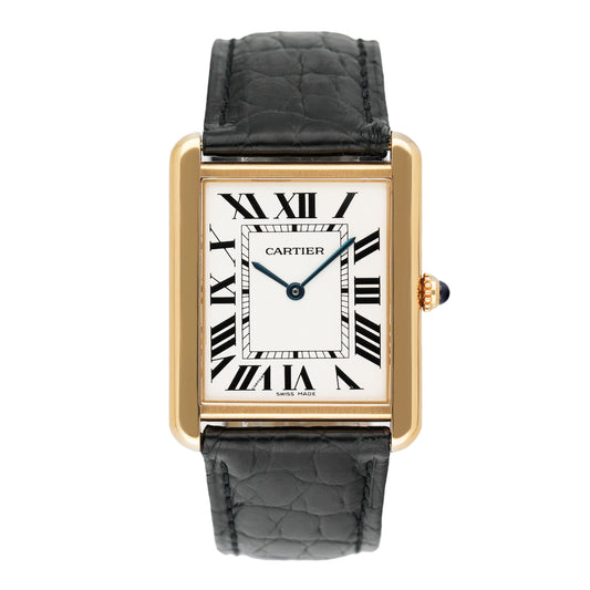 Cartier Tank Solo W1018855 Large Size 18K Yellow Gold Watch Box Papers