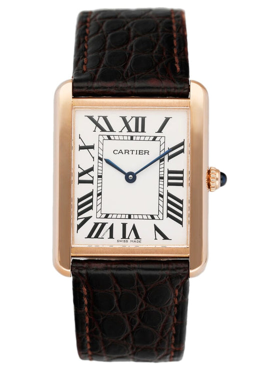 Cartier Tank Solo W5200025 18K Rose Gold Mens Watch Box Papers - Watches