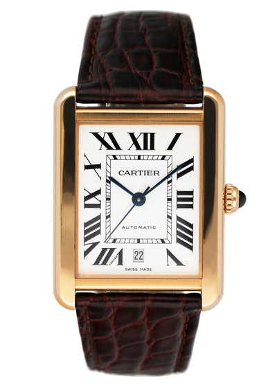 Cartier Tank Solo XL W5200026 18K Rose Gold Mens Watch - Wristwatch