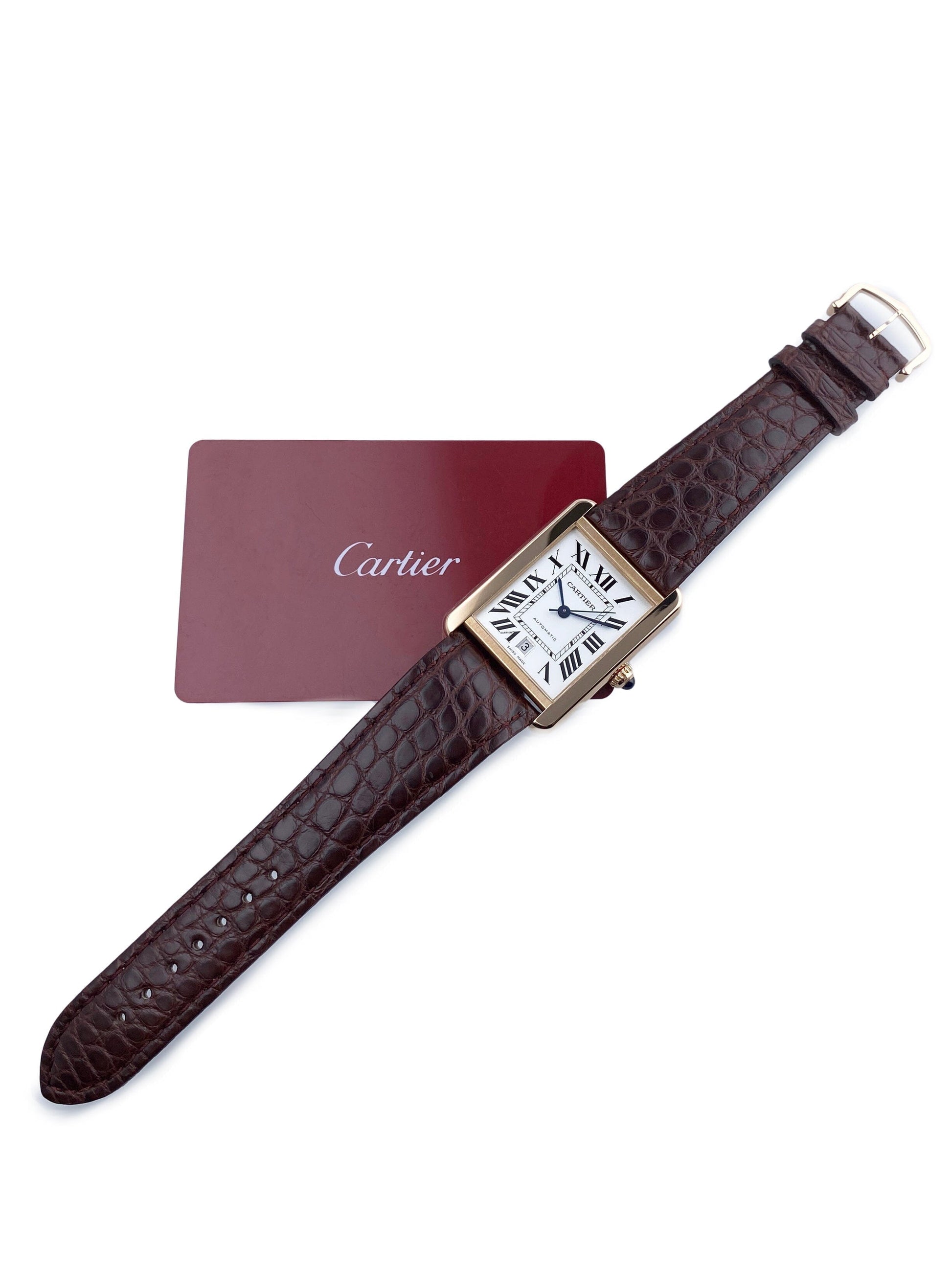 Cartier Tank Solo XL W5200026 18K Rose Gold Mens Watch Box Papers - Watches
