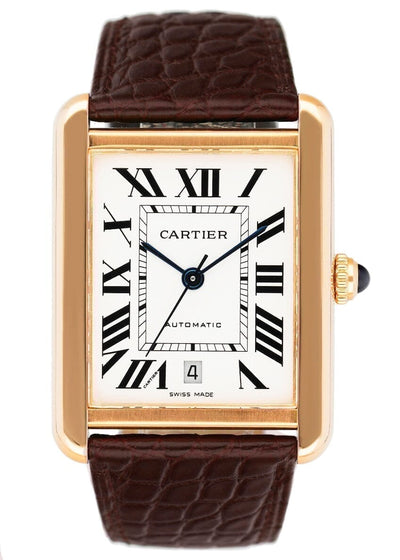 Cartier Tank Solo XL W5200026 18K Rose Gold Mens Watch Box Papers - Watches