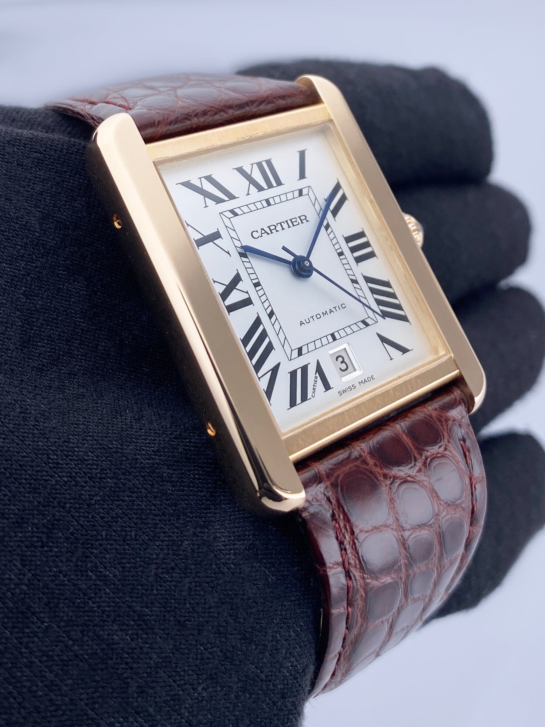 Cartier Tank Solo XL W5200026 18K Rose Gold Mens Watch Box Papers - Watches