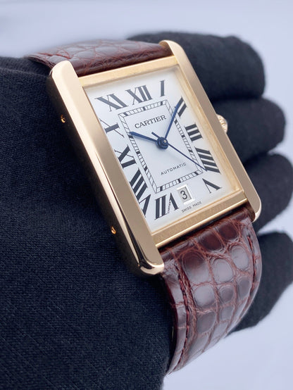 Cartier Tank Solo XL W5200026 18K Rose Gold Mens Watch Box Papers - Watches