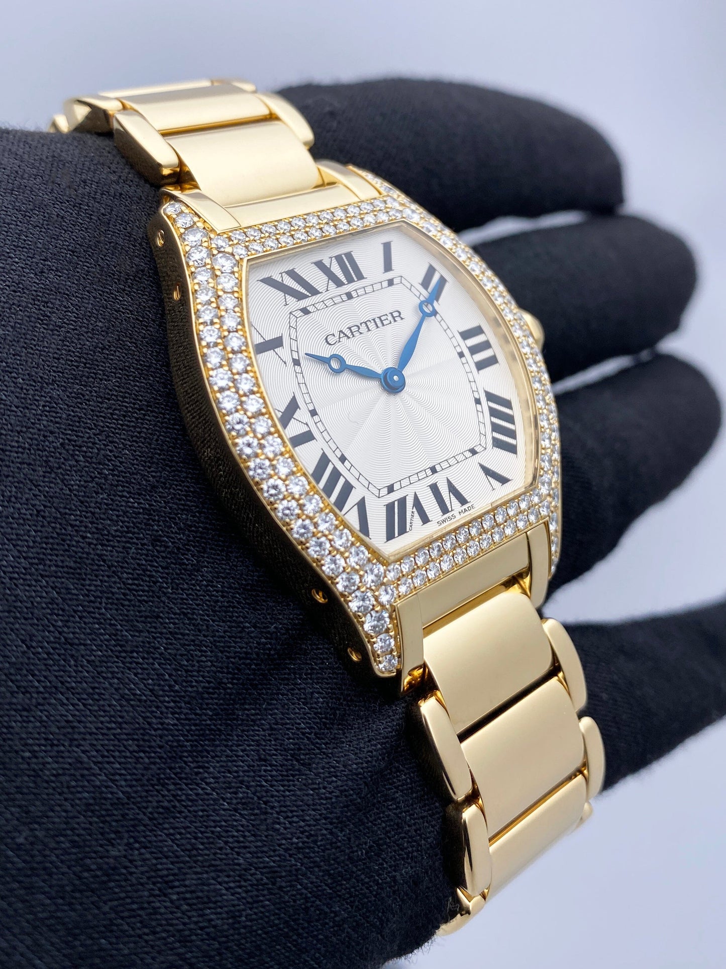 Cartier Tortue Large WA5037W8 Diamond Yellow Gold Mens Watch - Watches