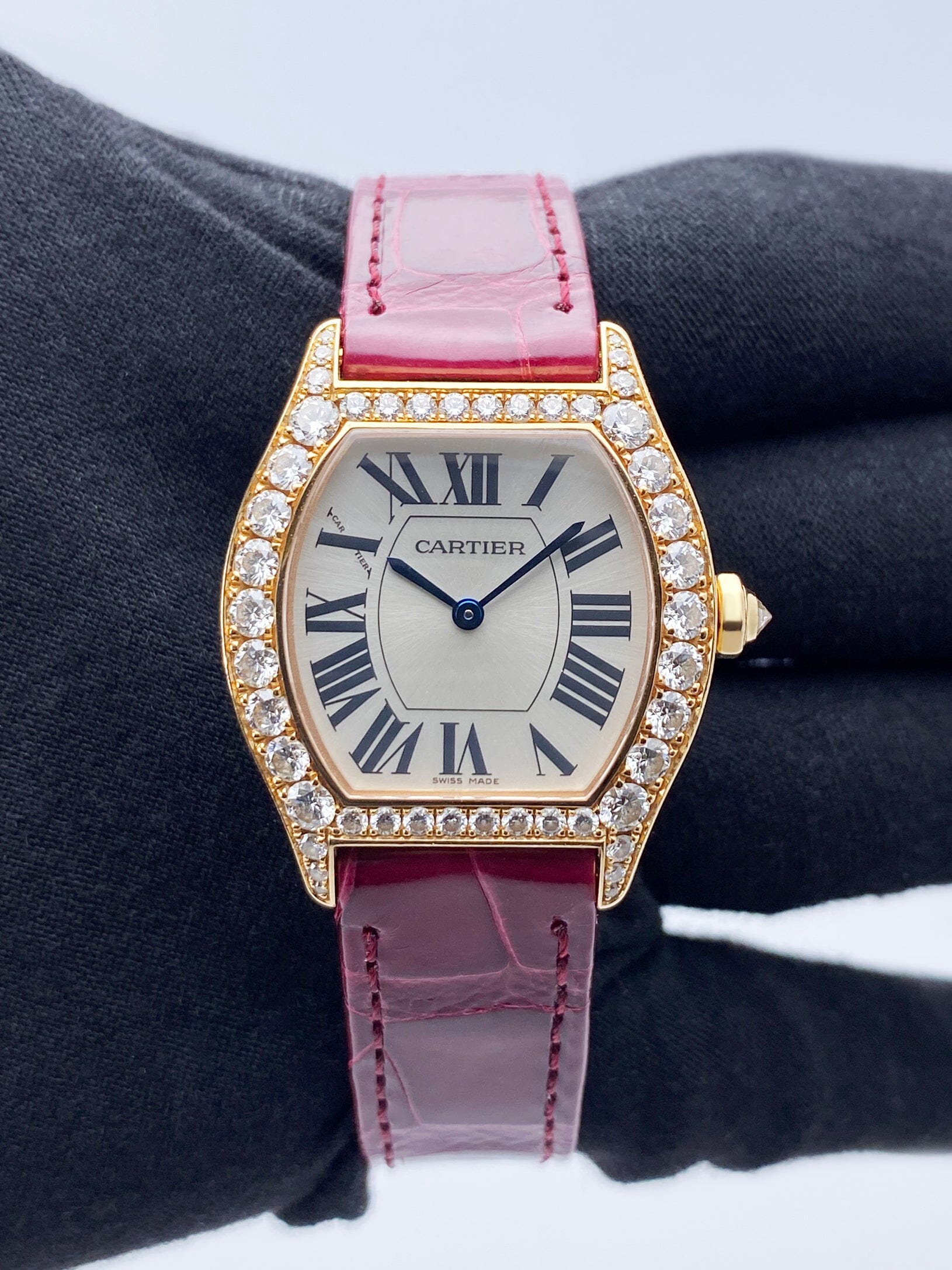 Cartier Tortue WA505031 Diamond 18K Rose Gold Ladies Watch - Watches