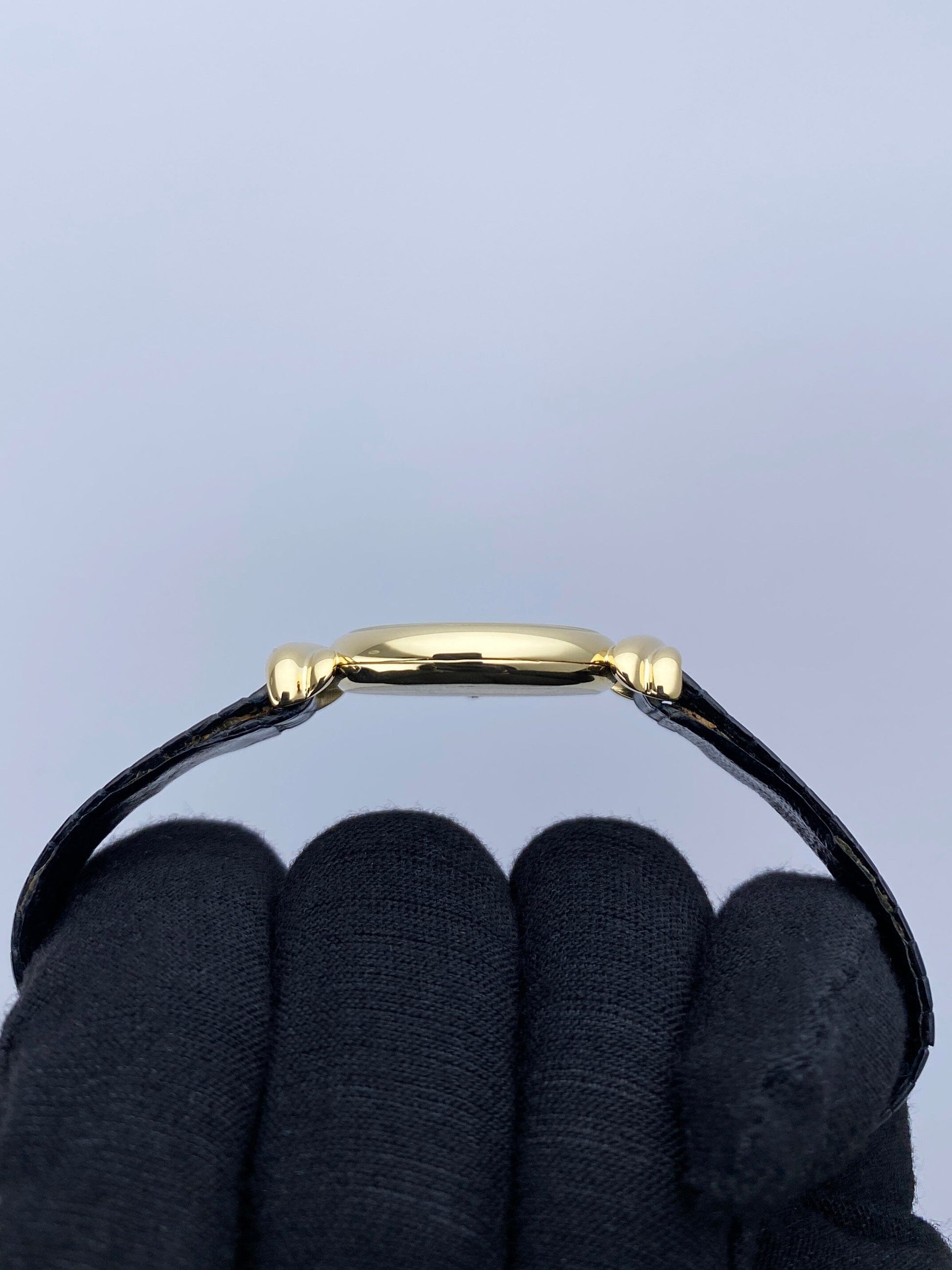 Cartier Vintage Black Dial 18K Yellow Gold Ladies Watch