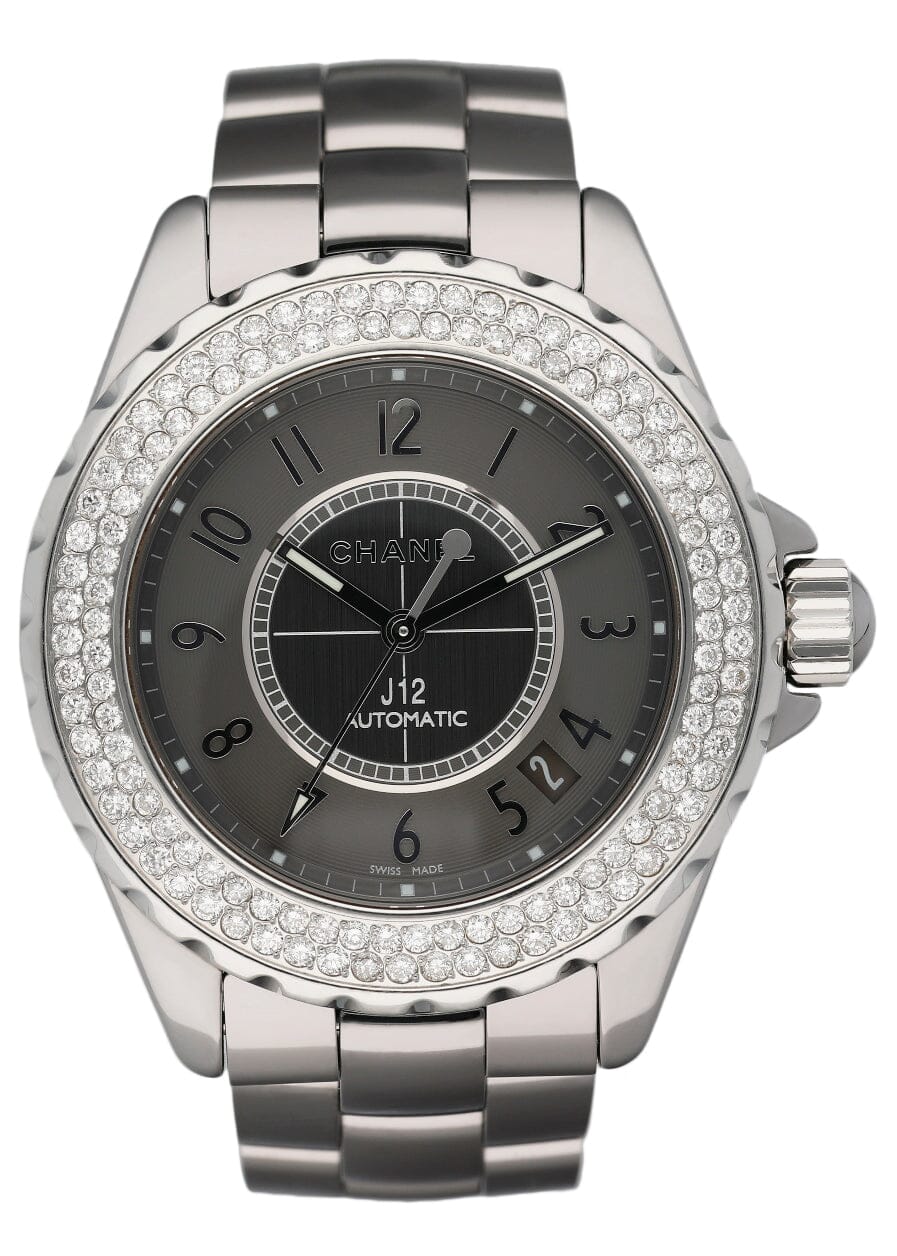 Chanel J12 Diamond Bezel Ceramic Mens Watch - Wristwatch