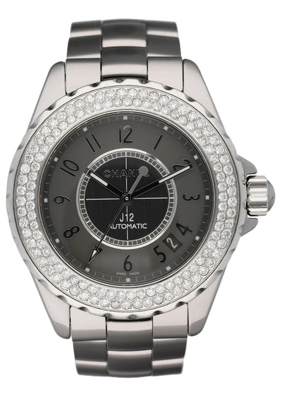 Chanel J12 Diamond Bezel Ceramic Mens Watch - Wristwatch