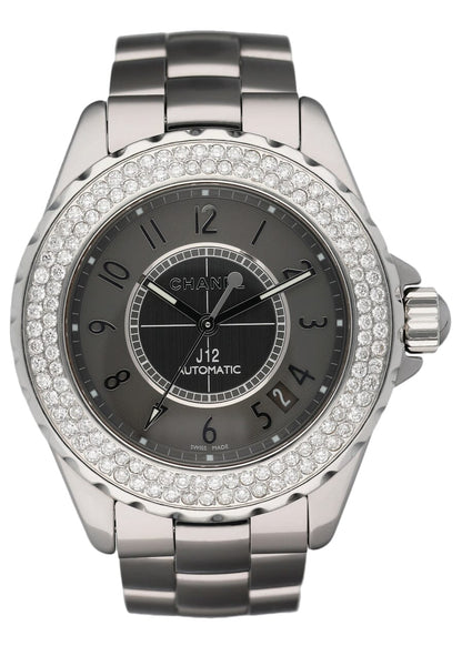 Chanel J12 Diamond Bezel Ceramic Mens Watch - Wristwatch