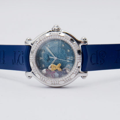 Chopard Happy Sport Fish 27/8822 Blue Dial Ladies Watch With Box - Watches