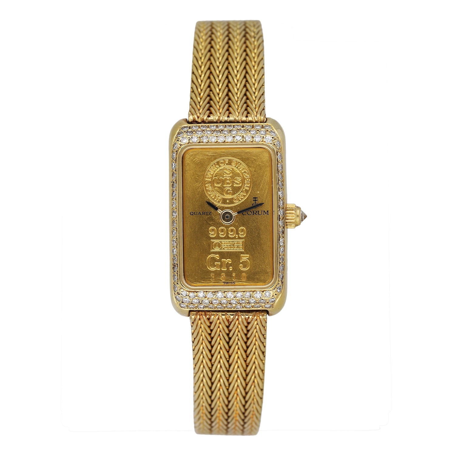 Corum 5 Gram Yellow Gold Ingot 46300 Diamond Ladies Watch - Watches