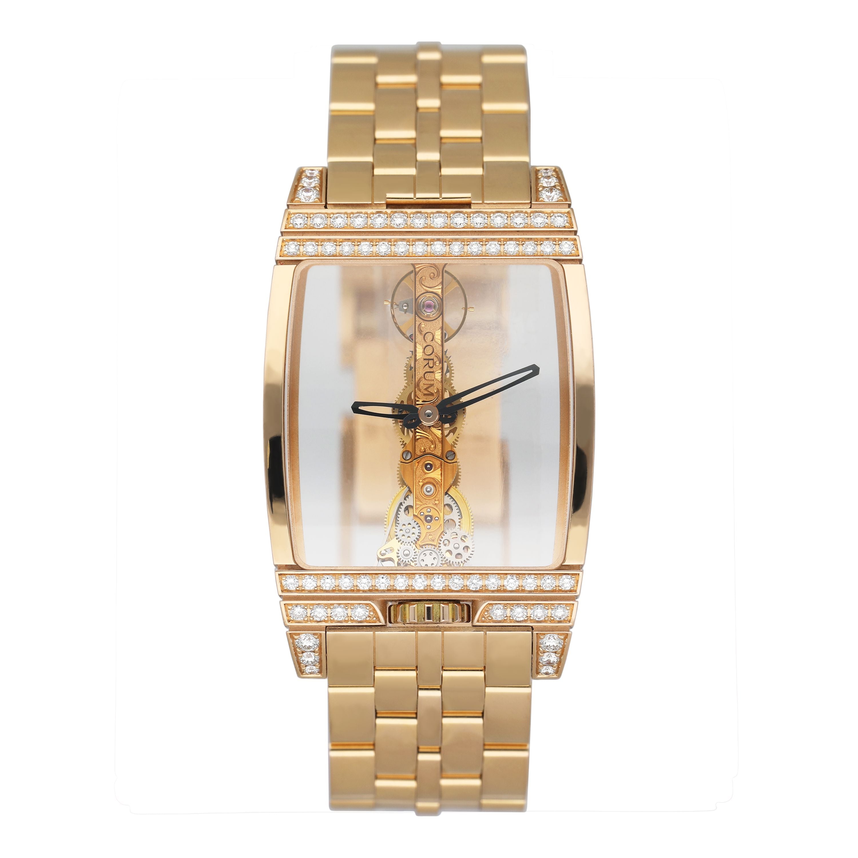 Corum Golden Bridge 113.553.85 Skeleton Dial Diamond Yellow Gold