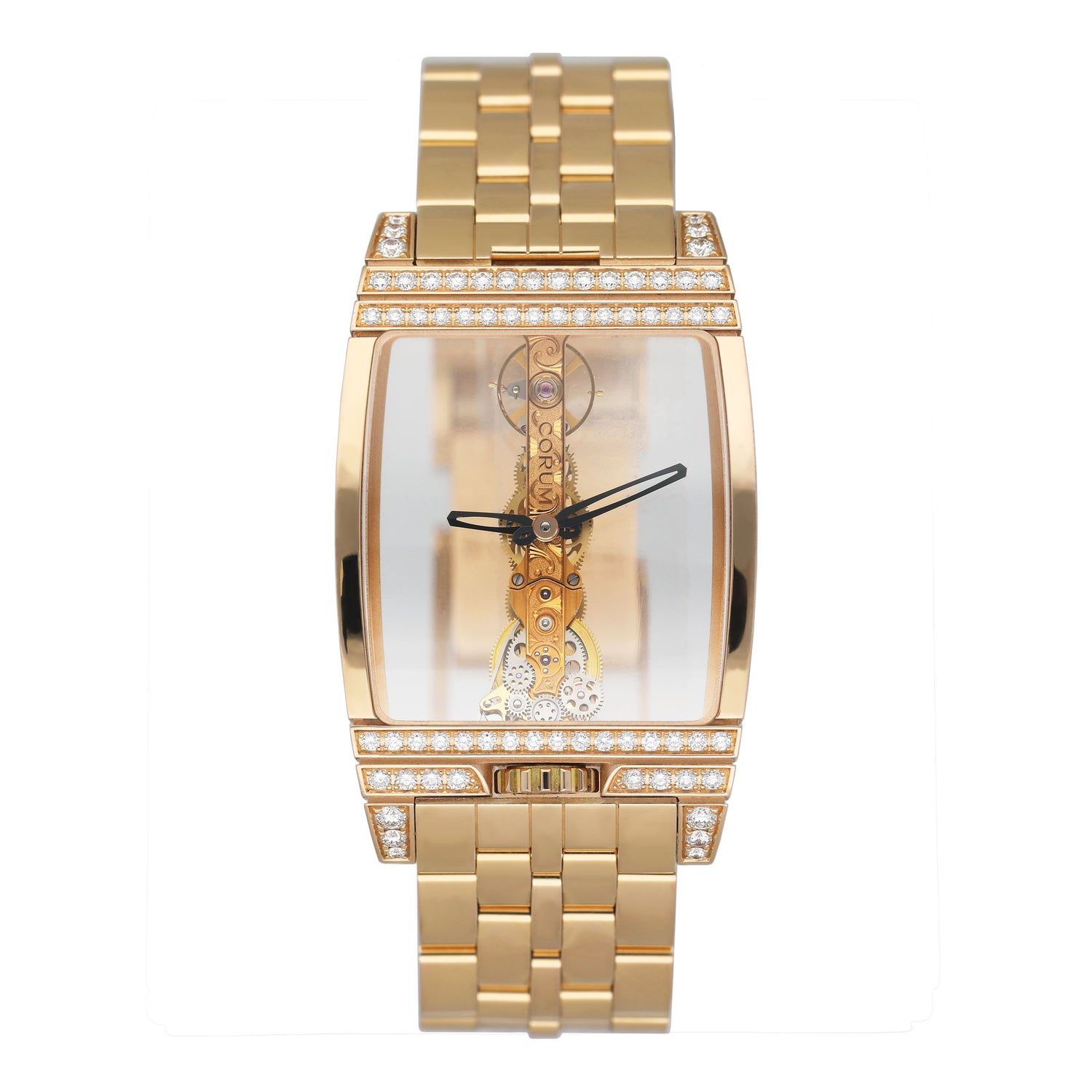 Corum Golden Bridge 113.553.85 Skeleton Dial Diamond Yellow Gold Mens Watch Box Papers - Watches