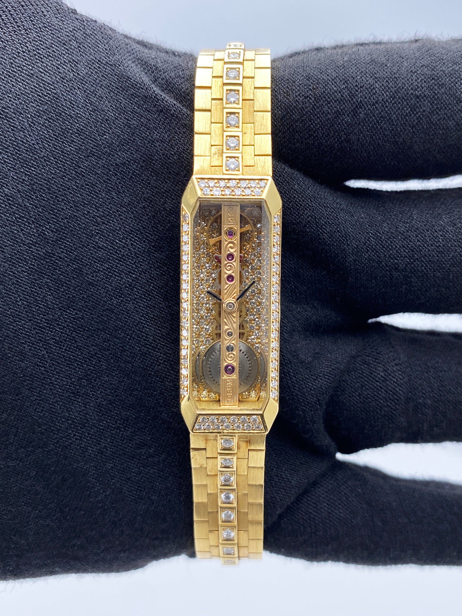 Corum Golden Bridge 13102H32 Diamond Yellow Gold Ladies Watch - Watches