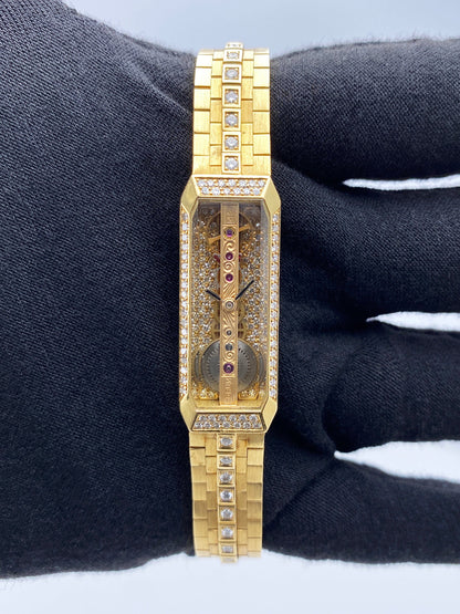 Corum Golden Bridge 13102H32 Diamond Yellow Gold Ladies Watch - Watches