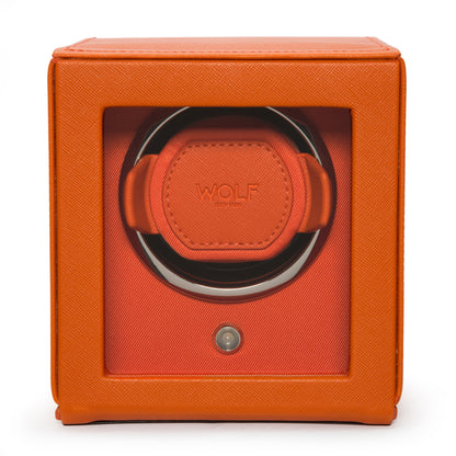 Cub Single Watch Winder with Cover - Orange