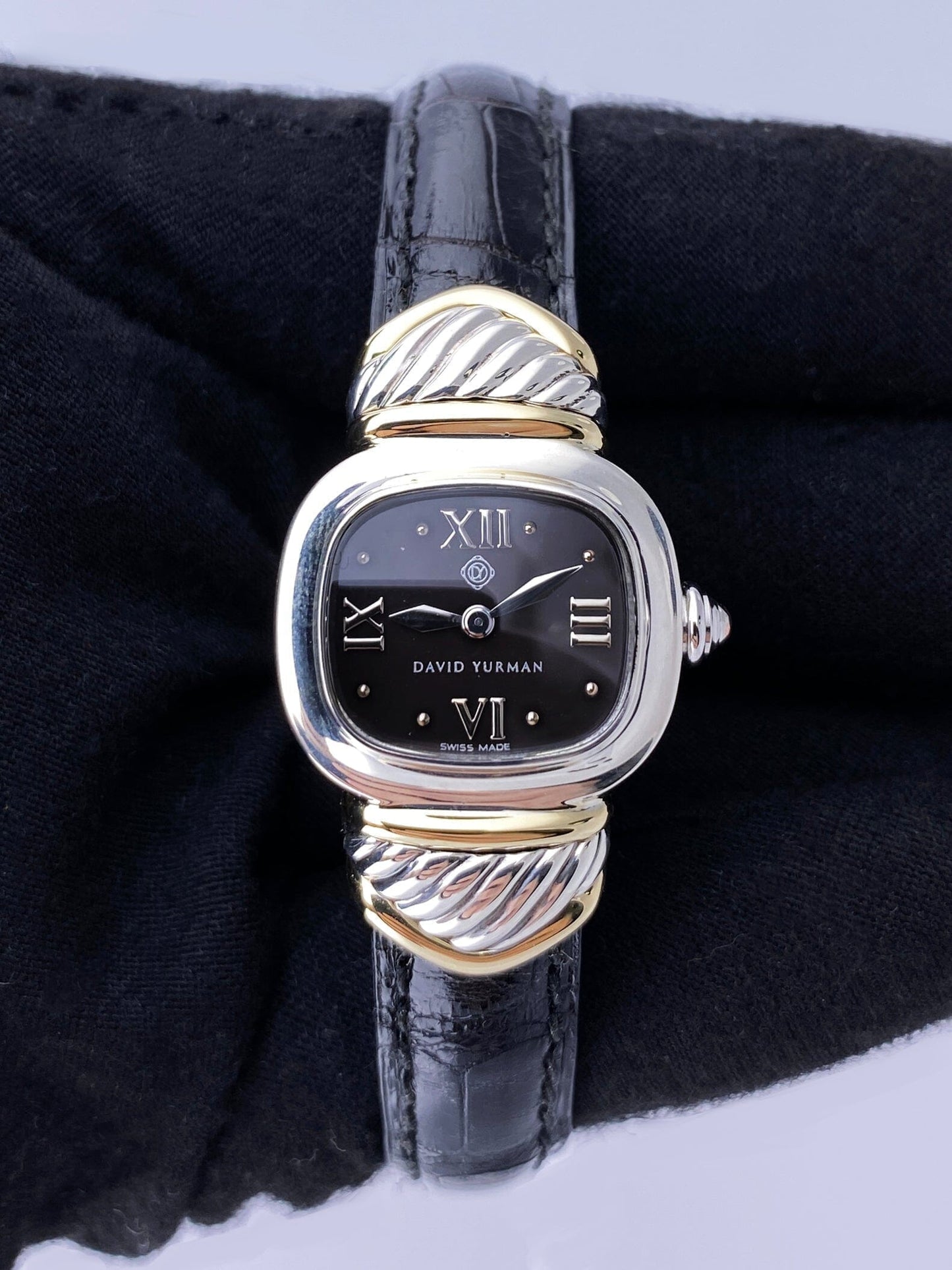 David Yurman Black Dial 14K Gold Steel Ladies Watch - Watches