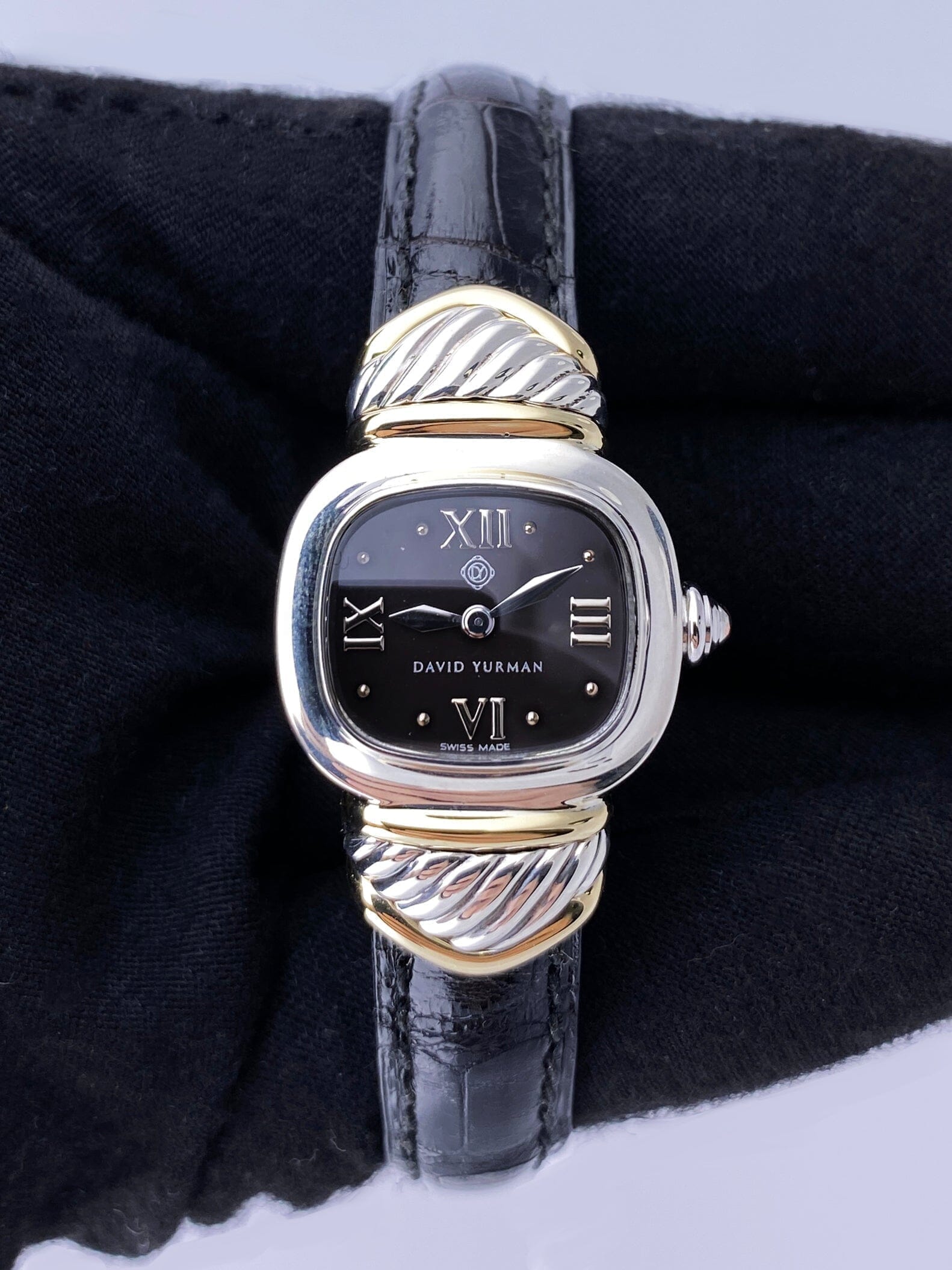 David Yurman Black Dial 14K Gold Steel Ladies Watch - Watches