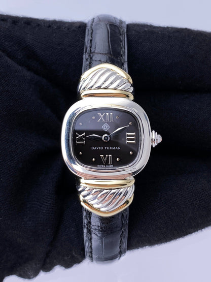 David Yurman Black Dial 14K Gold Steel Ladies Watch - Watches