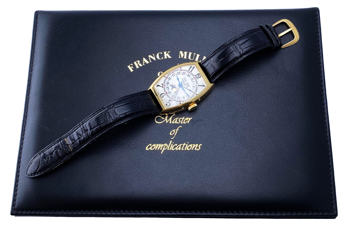Franck Muller Master Calendar 5850 MC L 18K Yellow Gold Mens Watch Box Papers