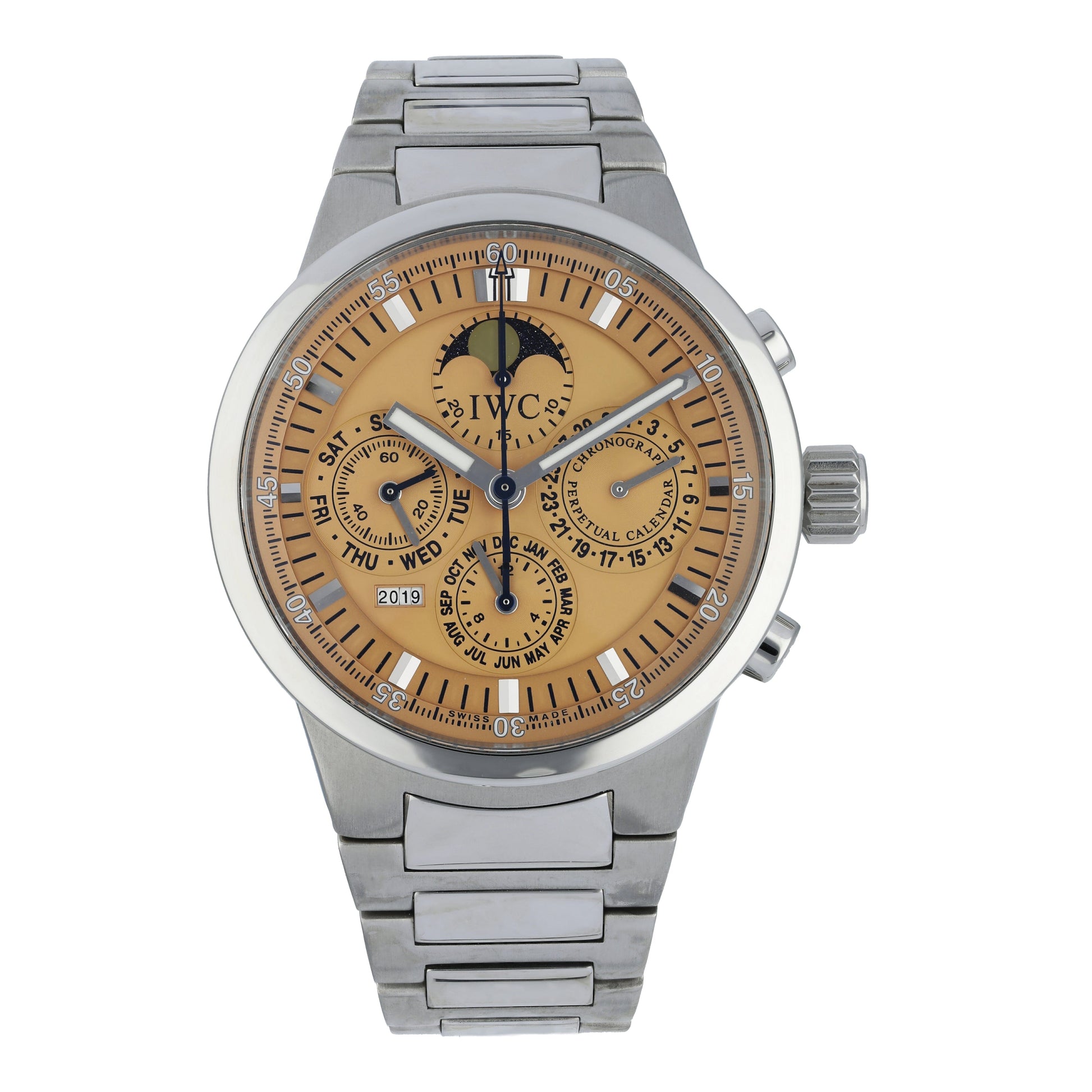 IWC GST Perpetual Calendar IW3756-11 Salmon Dial Men’s Watch - Wristwatch
