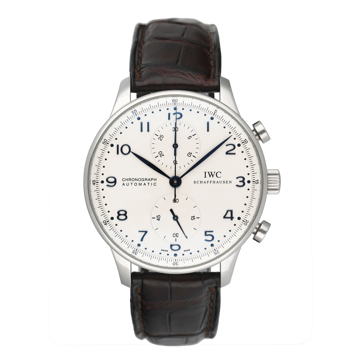 IWC Portugieser IW371401 Silver Dila Steel Mens Watch Box Papers - Wristwatch
