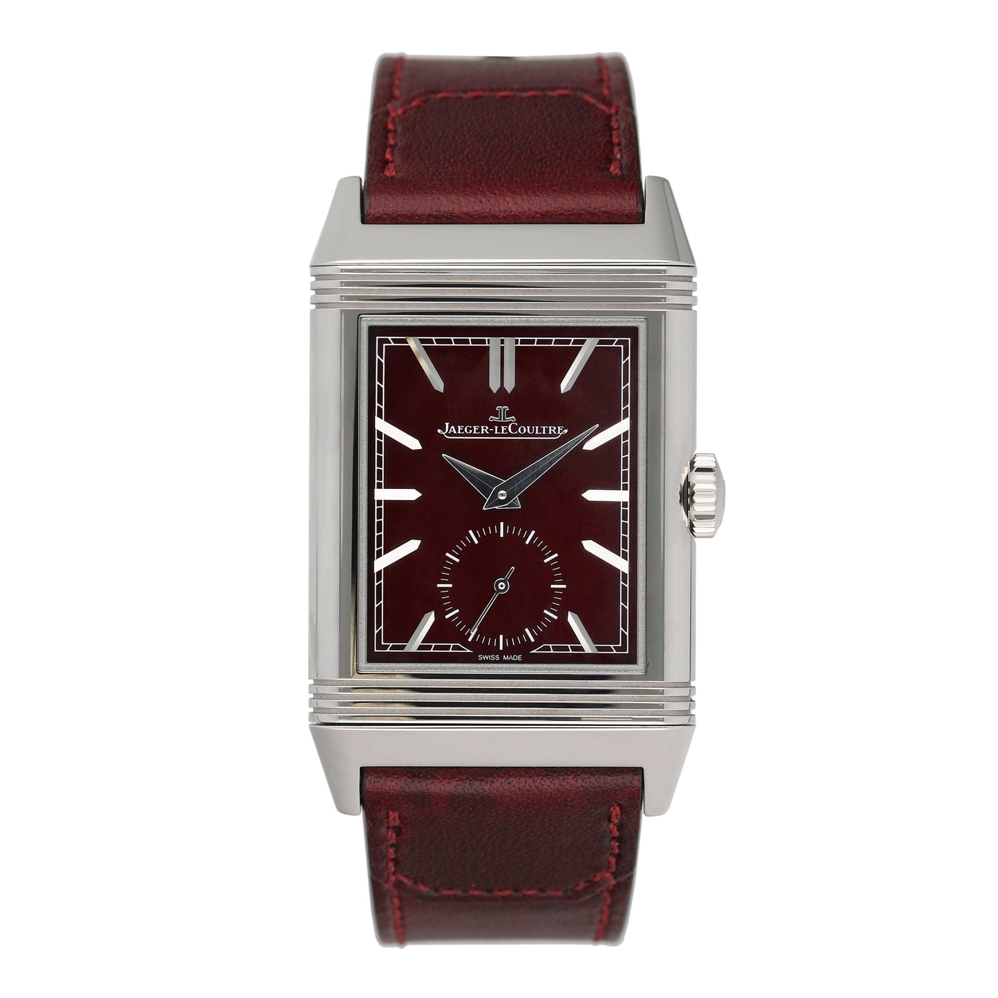 Jaeger-LeCoultre Reverso Tribute Q397846J Burgundy Dial Mens Watch Box Papers