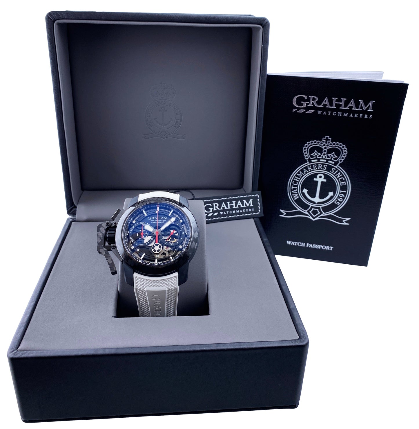 Graham Chronofighter Superlight 2CCBK.B25A Skeleton-dial Dial Mens Watch Box Papers - Wristwatch