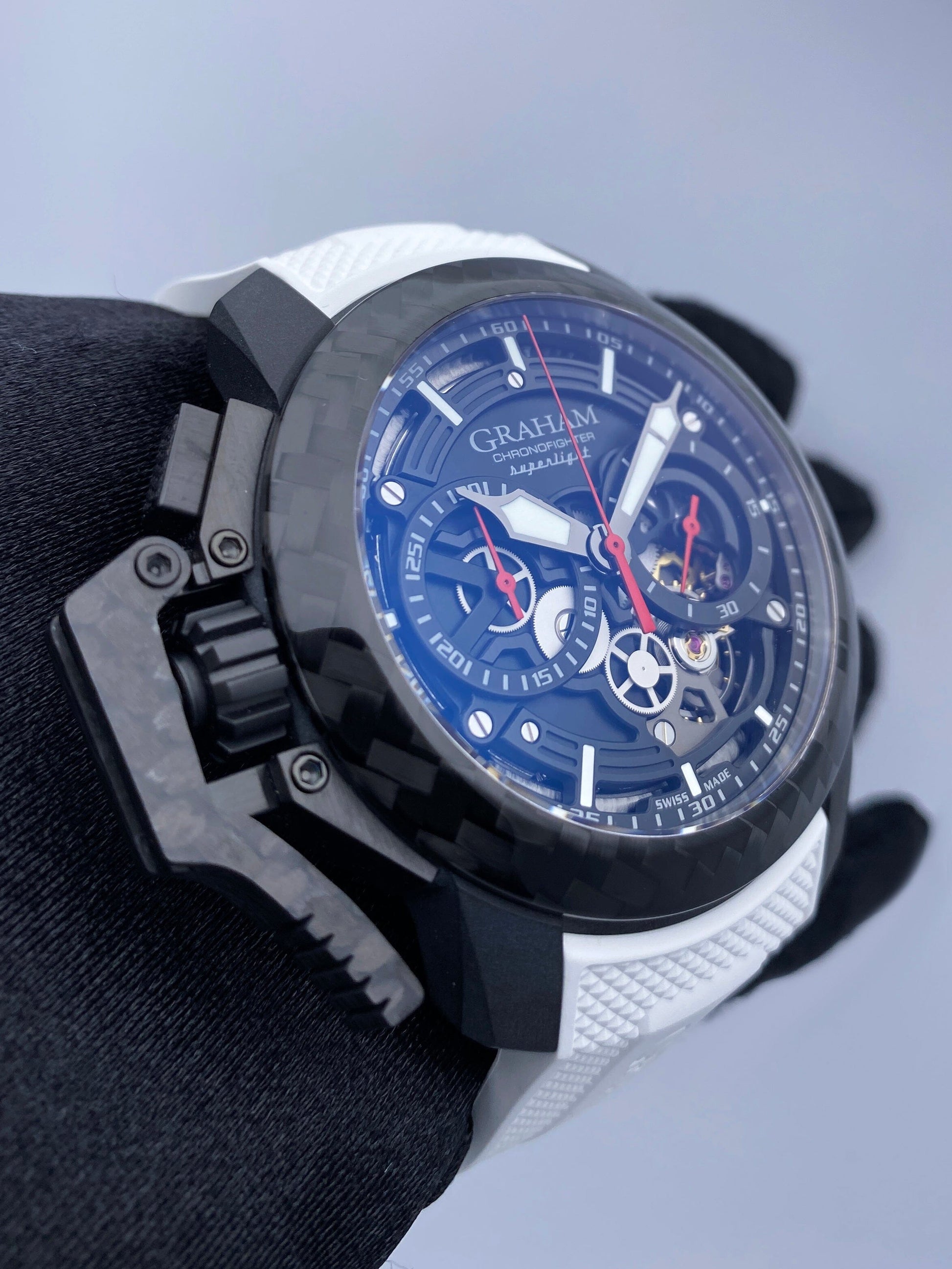 Graham Chronofighter Superlight 2CCBK.B25A Skeleton-dial Dial Mens Watch Box Papers - Wristwatch