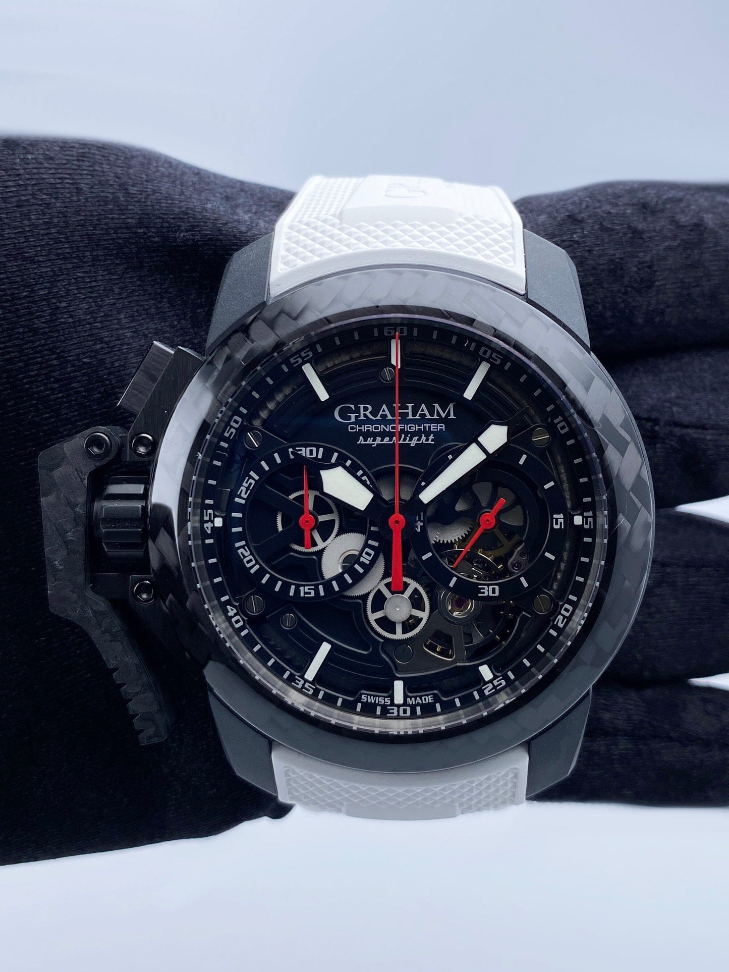 Graham Chronofighter Superlight 2CCBK.B25A Skeleton-dial Dial Mens Watch Box Papers - Wristwatch