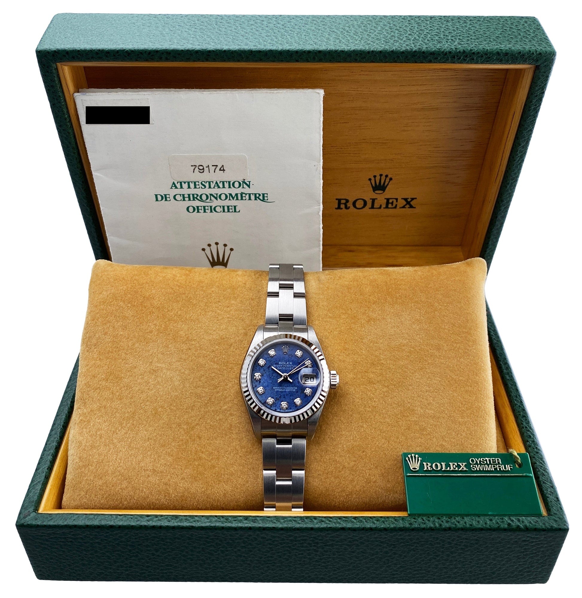NOS Rolex Datejust 79174 Diamond Sodalite Stone Dial Ladies Watch Box Papers - Watches
