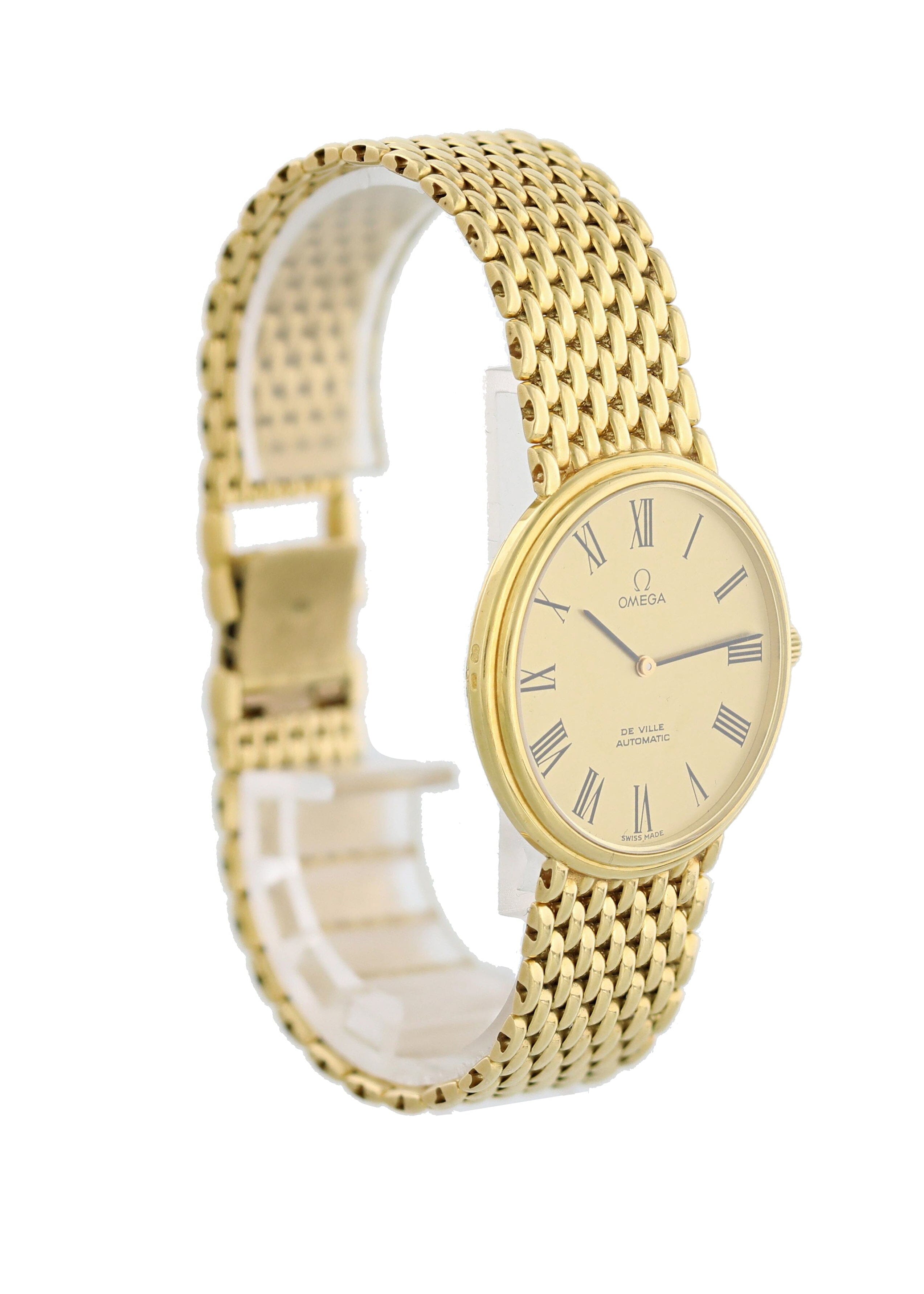 Omega DeVille Gold Mens 時計 Omega De Ville Vintage Gold Round Brown belt Quartz Mens