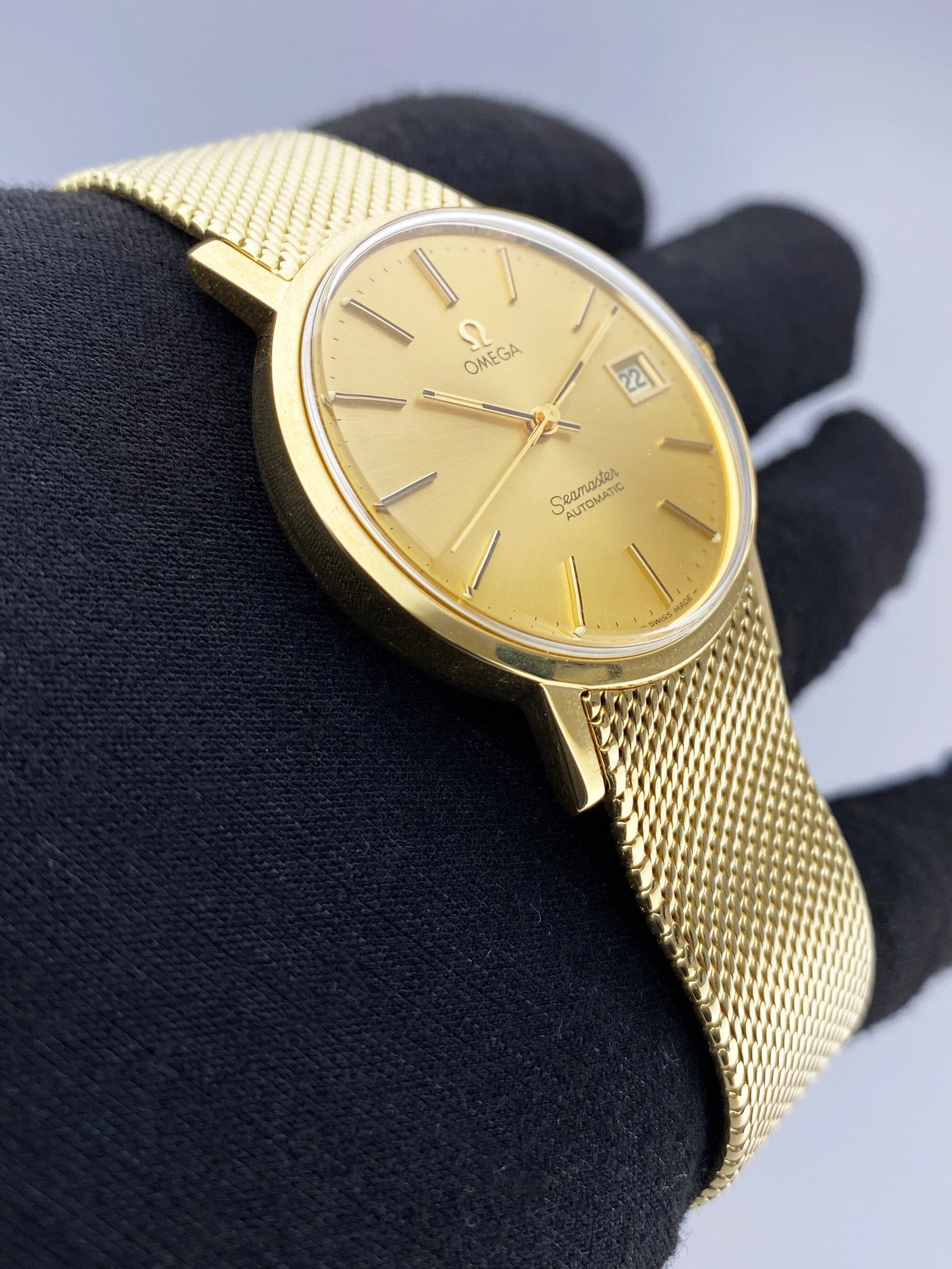 Omega 18k Gold Watch Mens Omega Seamaster 18K 1958 Vintage Gold